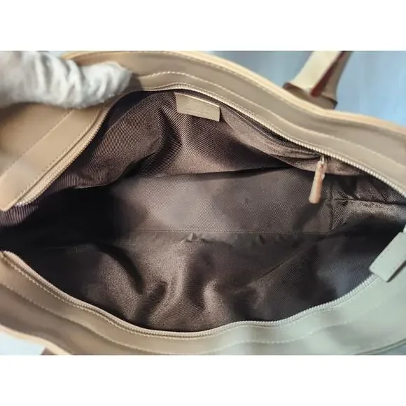 SOLD Gucci GG Monogram Canvas Tote Light Beige Leather Large Shopper Shoulder - Picture 8 of 16